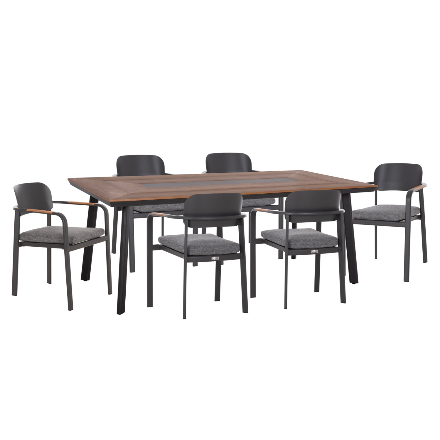 OUTDOOR DINING SET 7PCS ELARA HM10827.01 ALUMINUM IN GREY--POLYWOOD