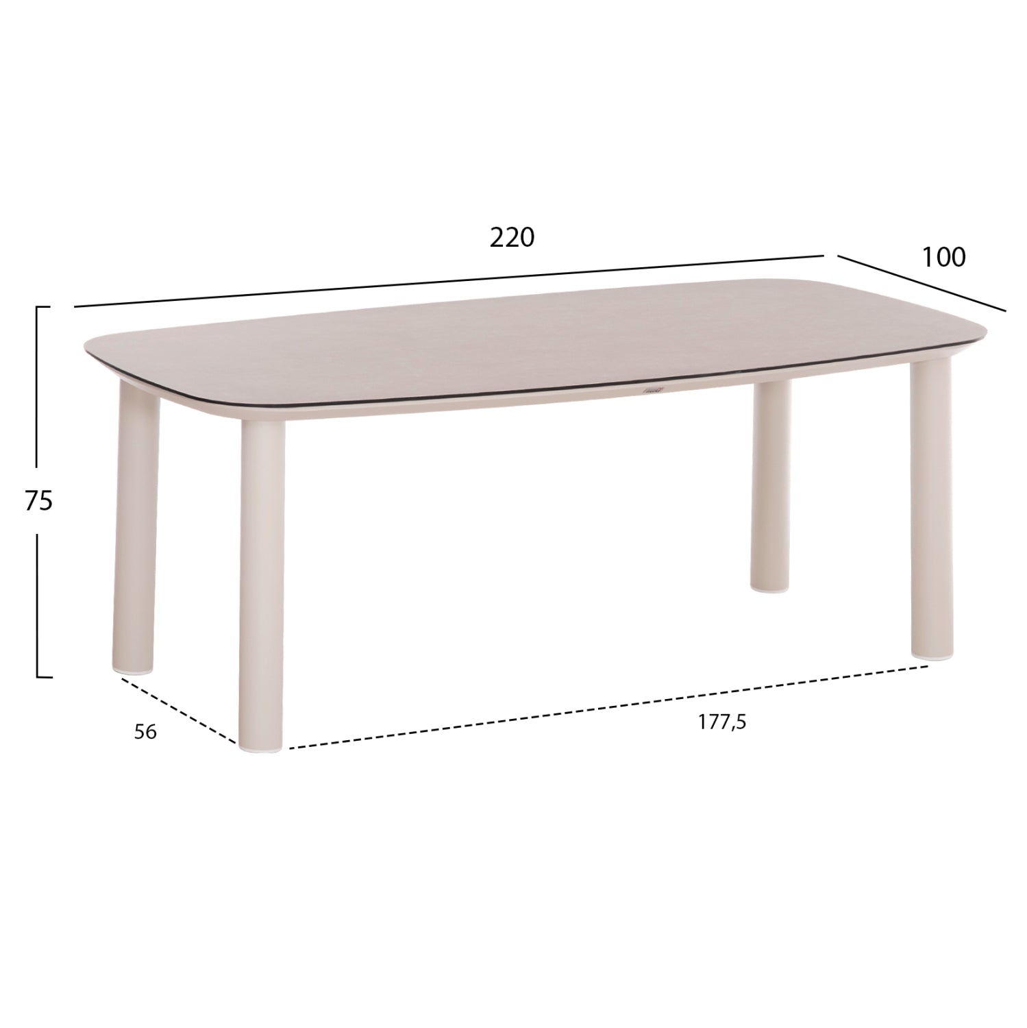 OUTDOOR DINING SET 7PCS SENTI HM10908.02 ALUMINUM IN CREAM WHITE & BEIGE OLEFIN CUSHION COVERS