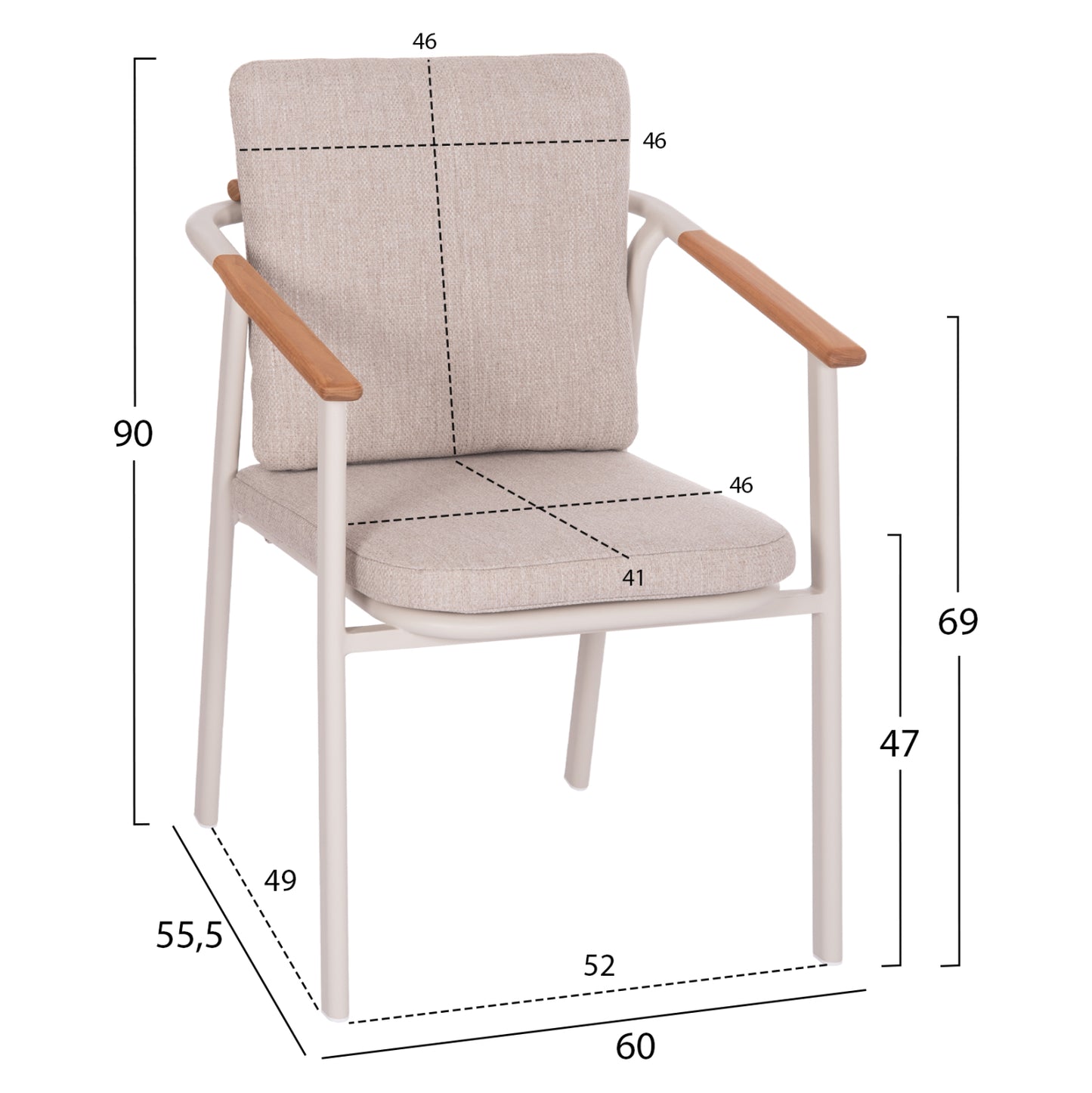 OUTDOOR DINING SET 7PCS SENTI HM10908.02 ALUMINUM IN CREAM WHITE & BEIGE OLEFIN CUSHION COVERS
