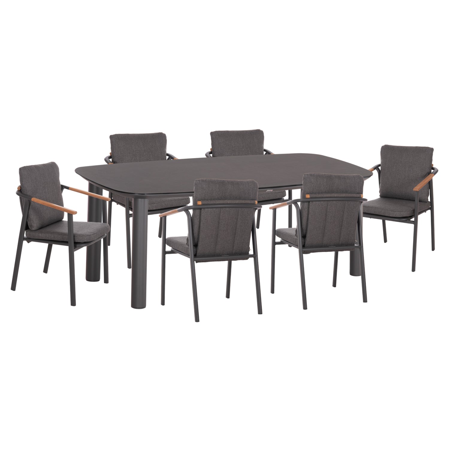OUTDOOR DINING SET 7PCS SENTI HM10908.01 ALUMINUM & OLEFIN CUSHION COVERS---GREY