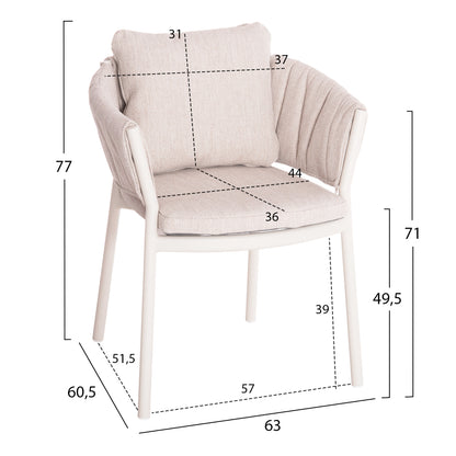OUTDOOR DINING SET 7PCS SHANKS HM10909.02 ALUMINUM IN CREAM WHITE-BEIGE OLEFIN CUSHION COVERS