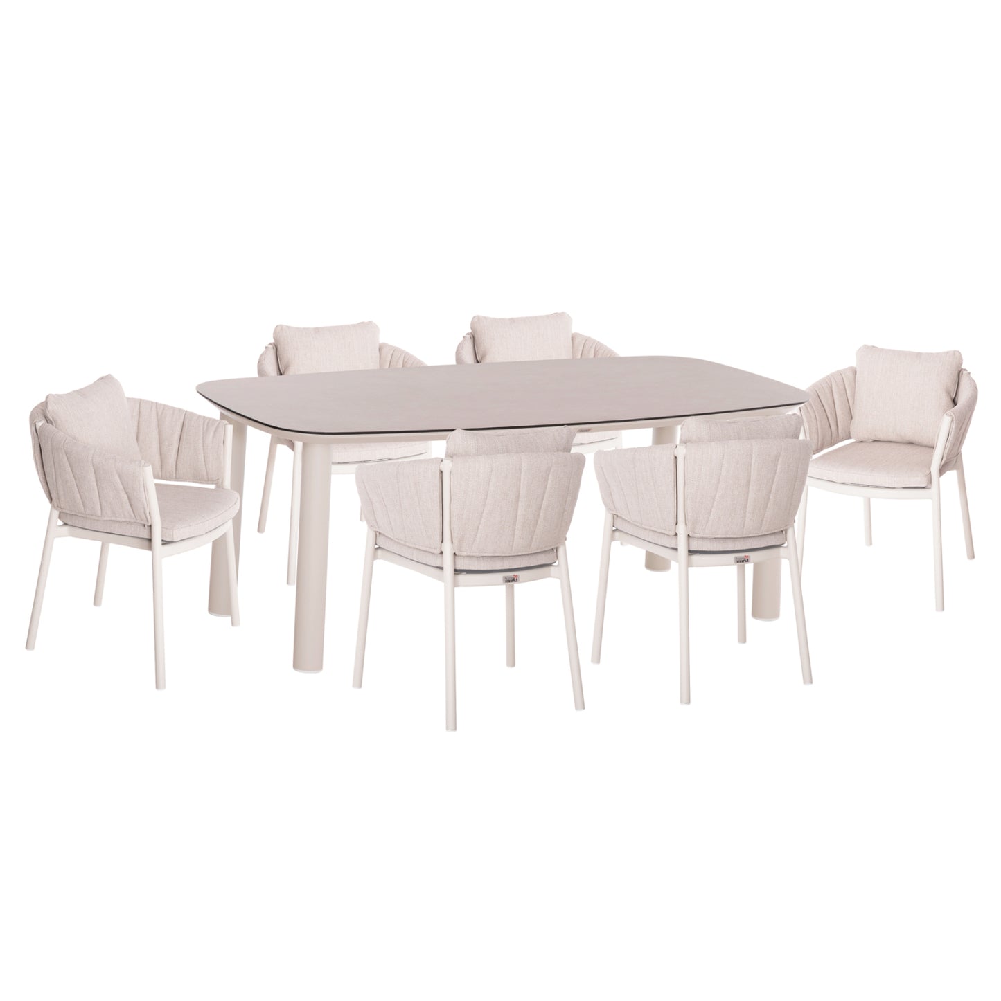 OUTDOOR DINING SET 7PCS SHANKS HM10909.02 ALUMINUM IN CREAM WHITE-BEIGE OLEFIN CUSHION COVERS