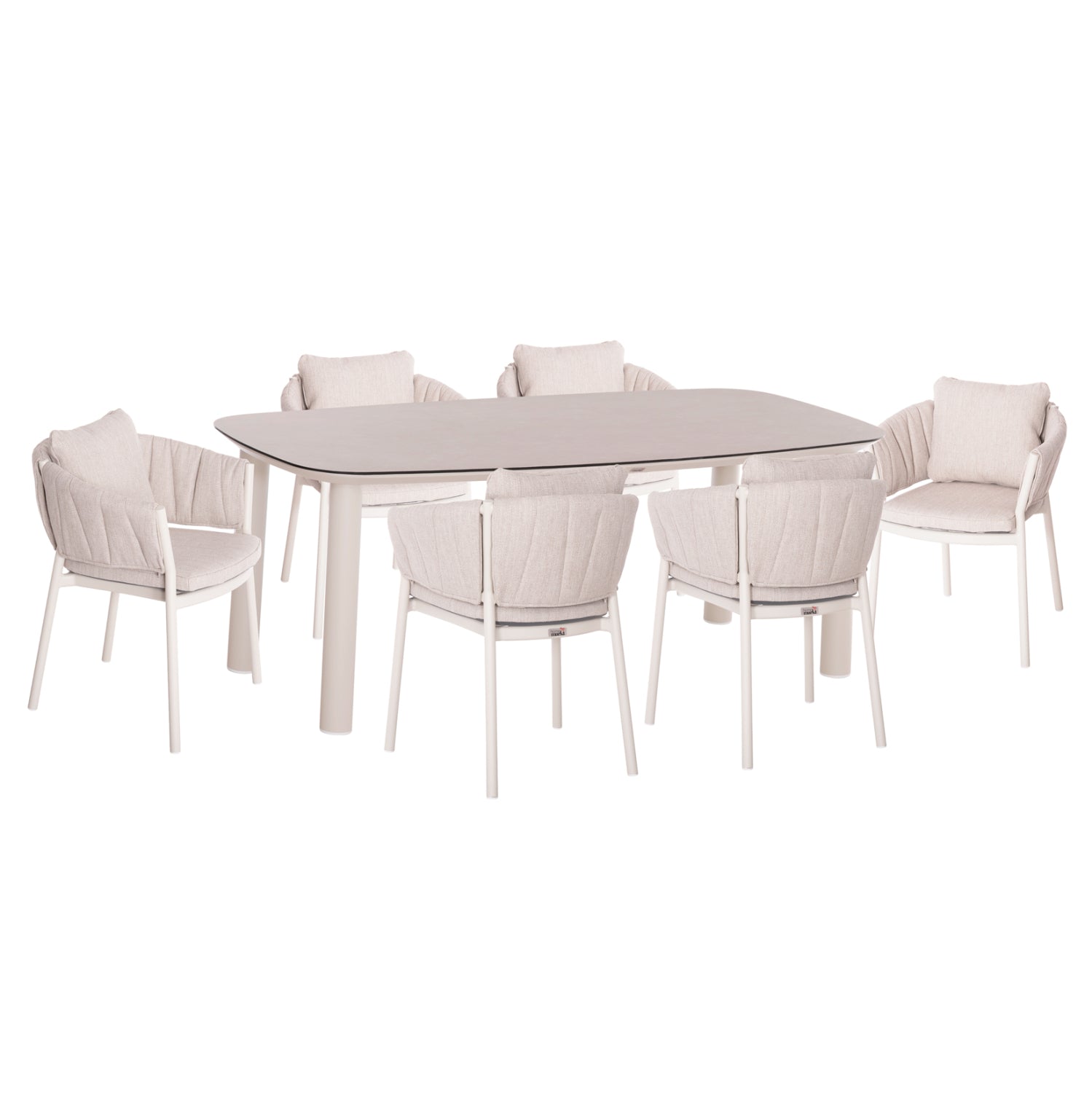 OUTDOOR DINING SET 7PCS SHANKS HM10909.02 ALUMINUM IN CREAM WHITE-BEIGE OLEFIN CUSHION COVERS