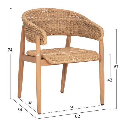 OUTDOOR DINING SET 7PCS FILEM HM10910 ACACIA WOOD & ROPE IN NATURAL COLORS