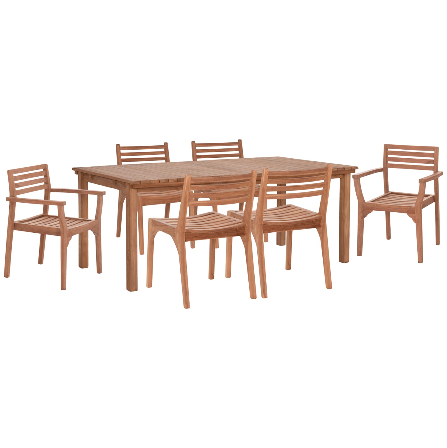 OUTDOOR DINING SET 7PCS FINTO HM10923 TEAK WOOD IN NATURAL COLOR
