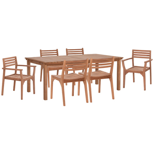 OUTDOOR DINING SET 7PCS FINTO HM10923 TEAK WOOD IN NATURAL COLOR