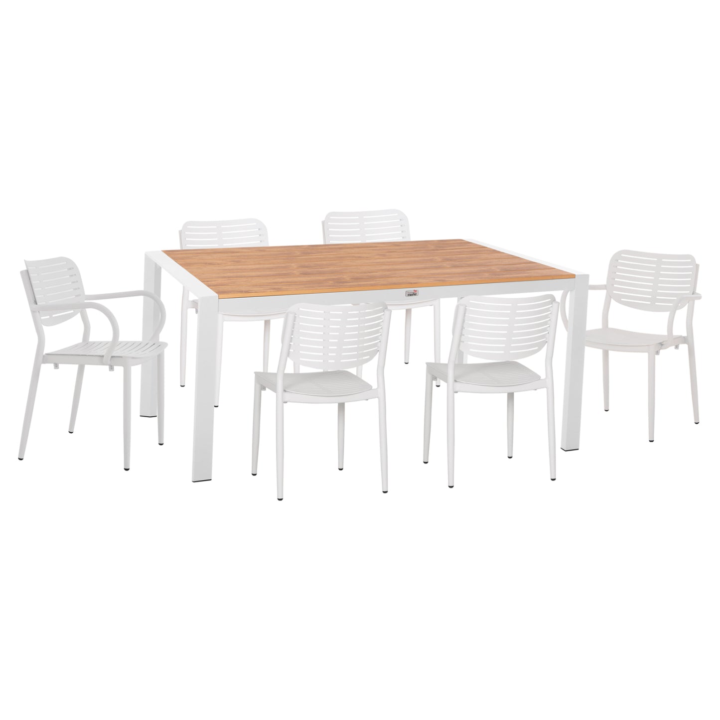OUTDOOR DINING SET 7PCS  HM10999.01 WHITE ALUMINUM-POLYWOOD