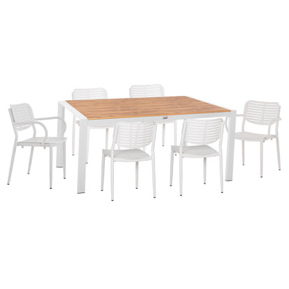 OUTDOOR DINING SET 7PCS  HM10999.01 WHITE ALUMINUM-POLYWOOD