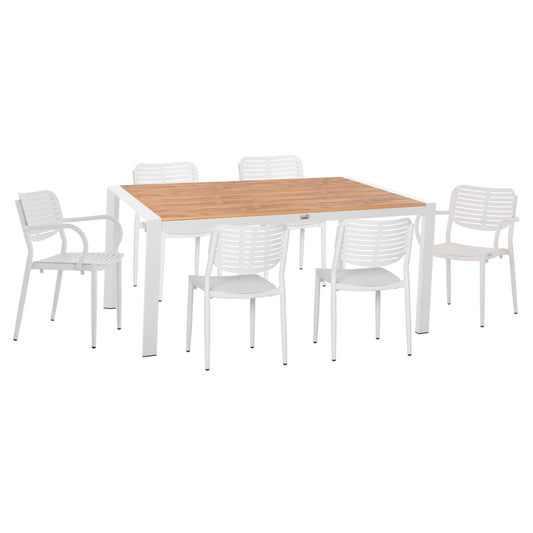 OUTDOOR DINING SET 7PCS  HM10999.01 WHITE ALUMINUM-POLYWOOD