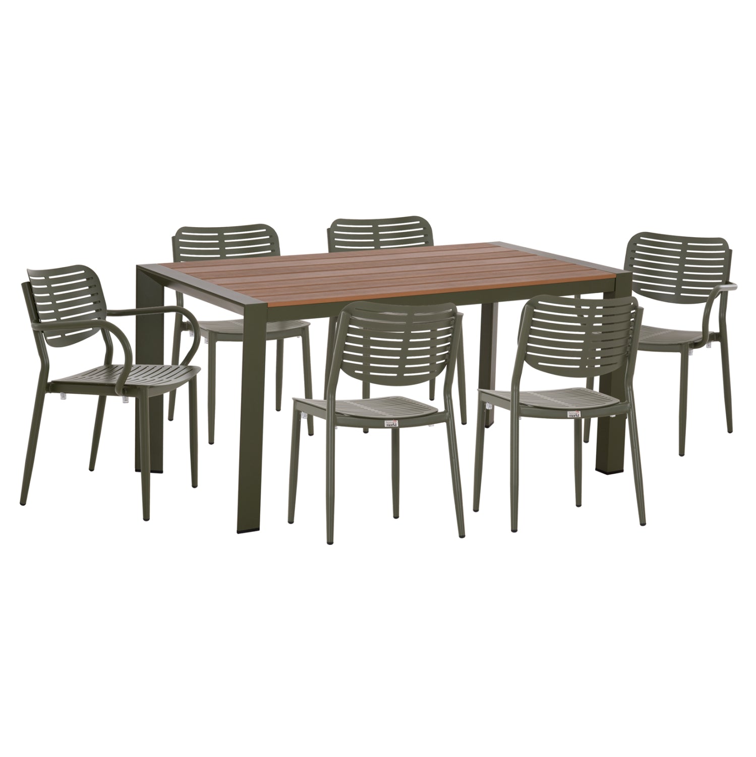 OUTDOOR DINING SET 7PCS HILLIARD HM10999.07 OLIVE GREEN ALUMINUM-POLYWOOD