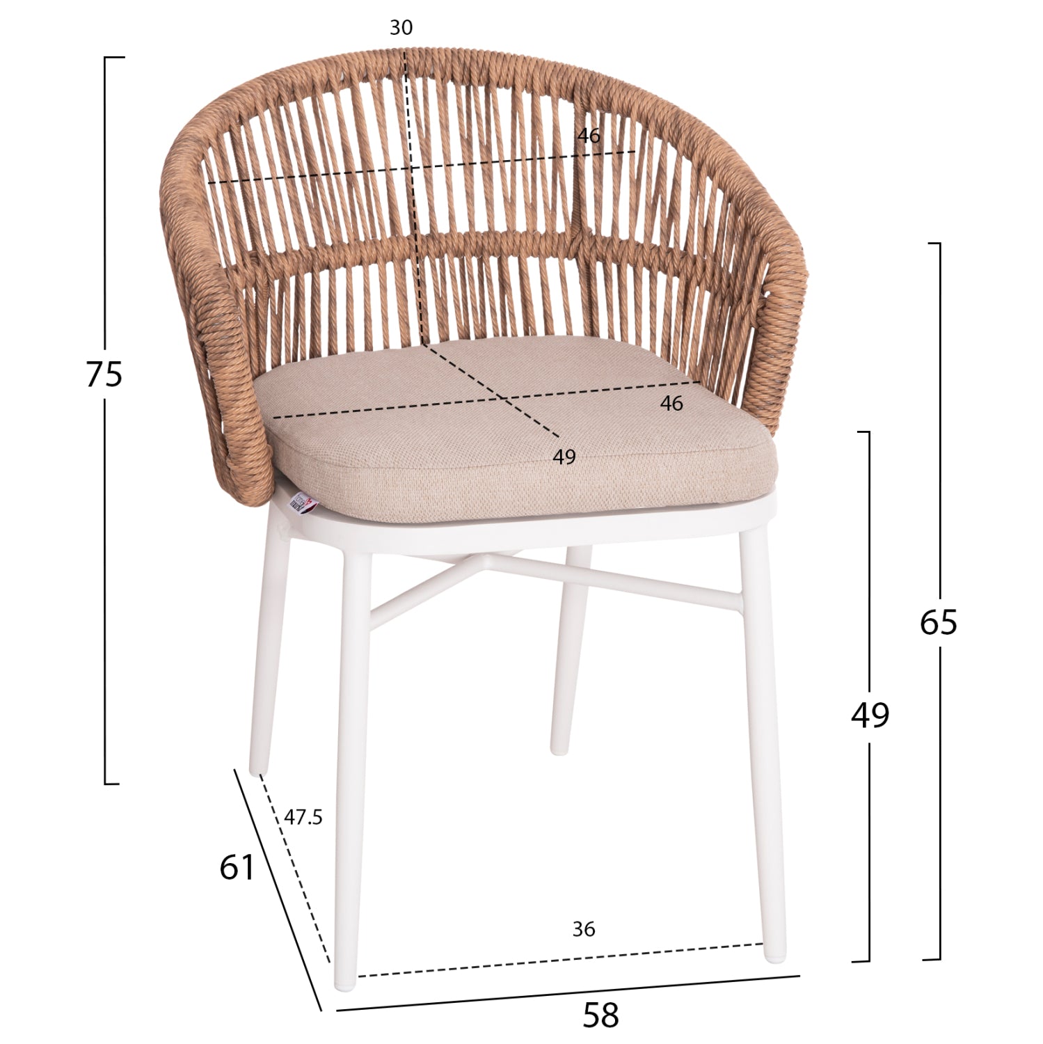 OUTDOOR DINING SET 7PCS KRUM HM21148 WHITE ALUMINUM-P.E.RATTAN