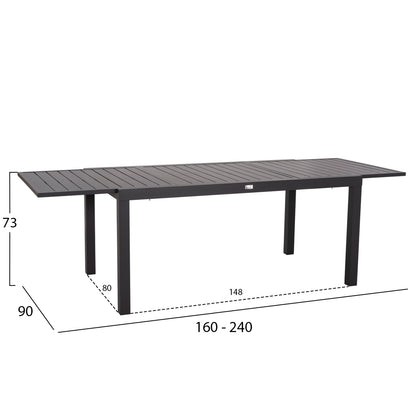 OUTDOOR DINING SET 7PCS KRUM HM21151 DARK GREY ALUMINUM-P.E.TWISTED RATTAN