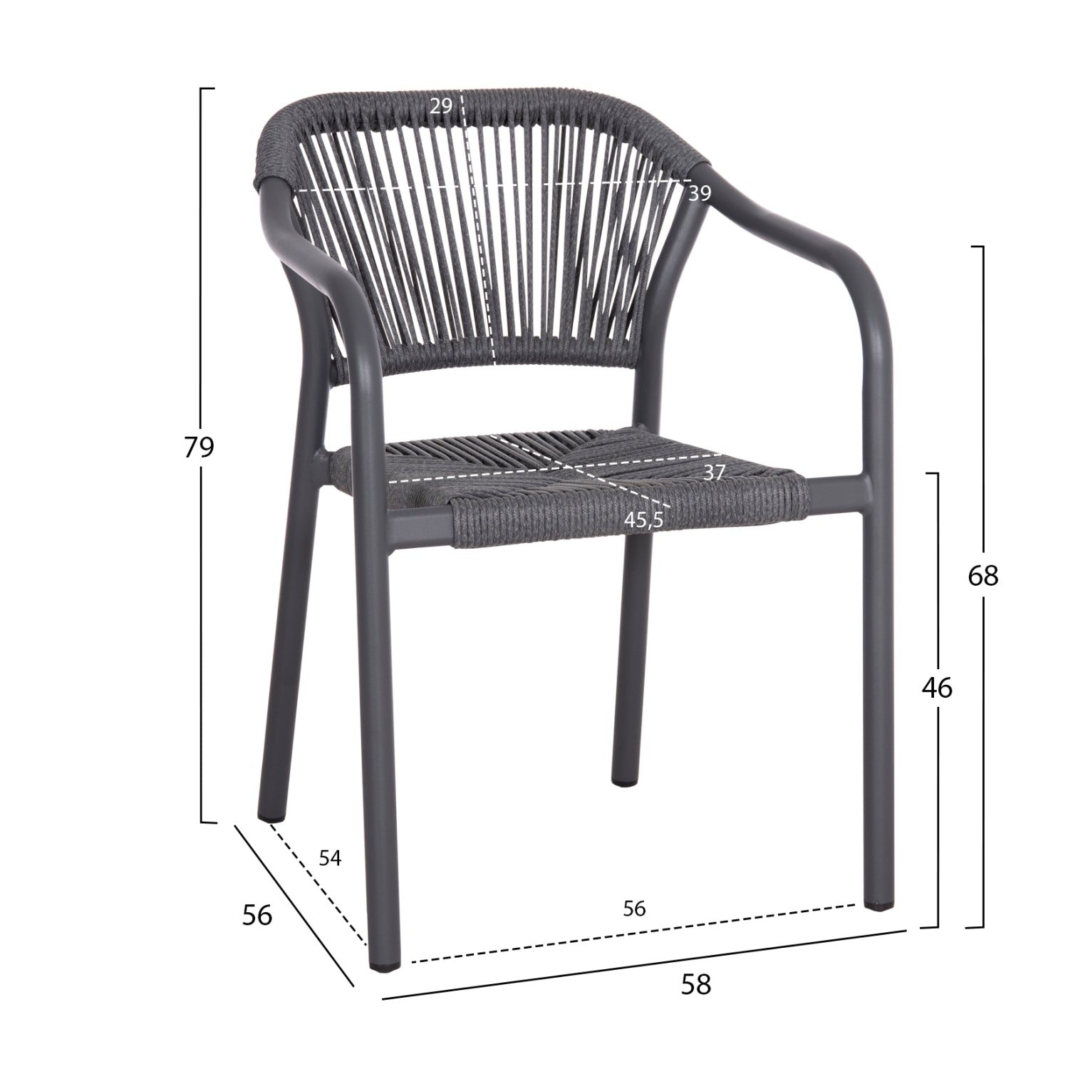 OUTDOOR DINING SET 7PCS KRUM HM21153 DARK GREY ALUMINUM-P.E.TWISTED RATTAN