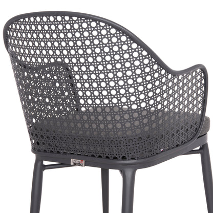 OUTDOOR DINING SET KRUM HM21154 DINING TABLE WITH 6 ARMCHAIRS--DARK GREY ALUMINUM