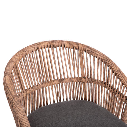 OUTDOOR DINING SET 7PCS KRUM HM21155 DARK GREY ALUMINUM-P.E.RATTAN