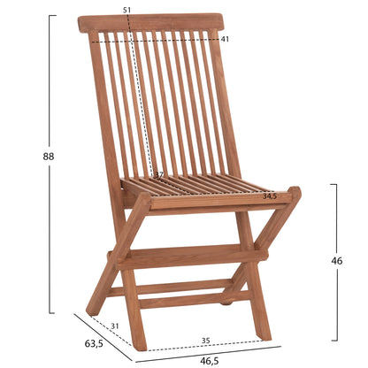 OUTDOOR DINING SET 4PCS FOLDABLE ERIS HM10920 TEAK WOOD IN NATURAL