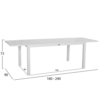 OUTDOOR DINING SET KRUM HM21147 DINING TABLE WITH 6 ARMCHAIRS--WHITE ALUMINUM