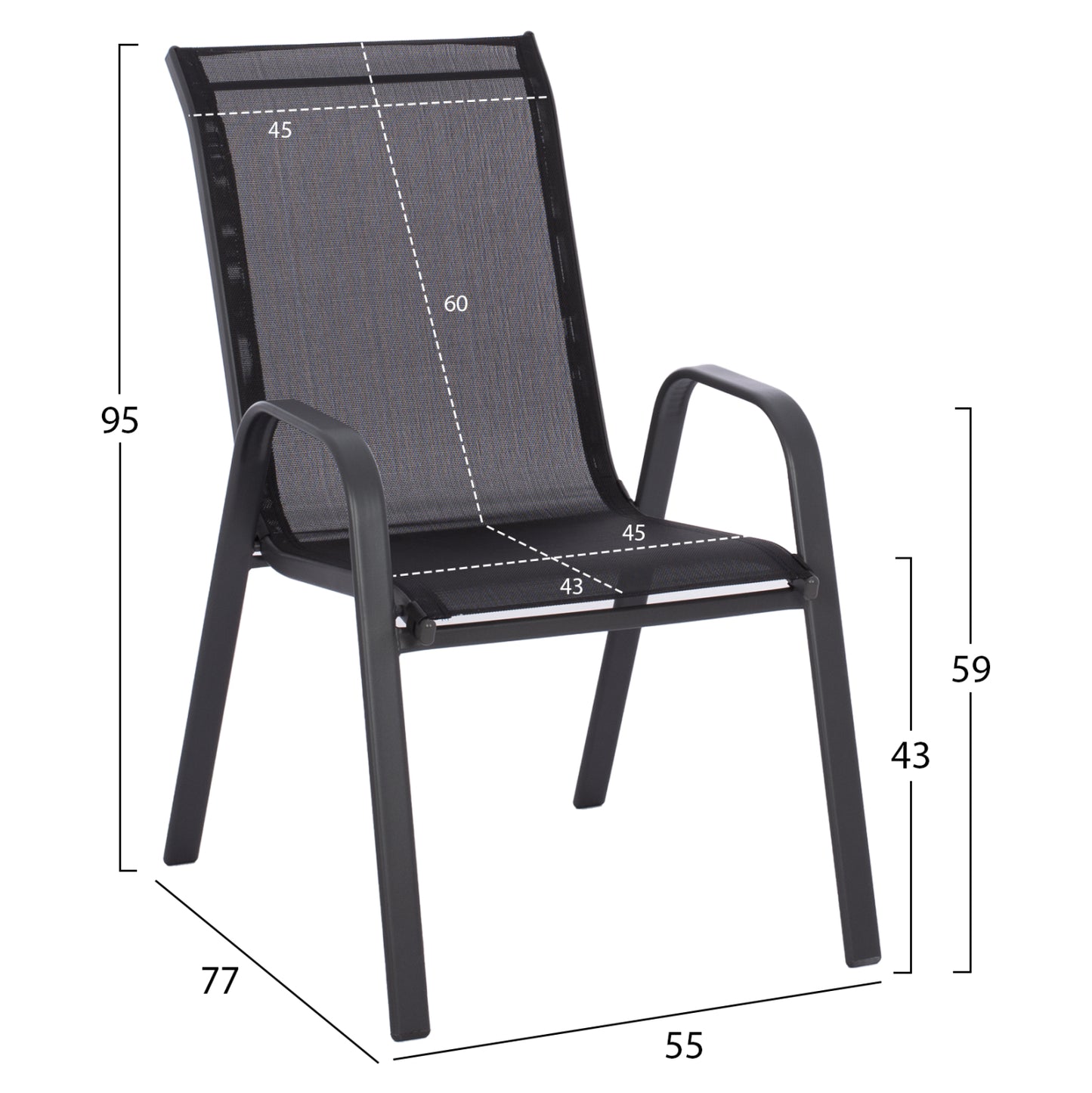 OUTDOOR DINING SET ADAM HM5193.13 TABLE WITH 4 DINING CHAIRS--BLACK