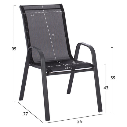 OUTDOOR DINING SET ADAM HM5193.13 TABLE WITH 4 DINING CHAIRS--BLACK