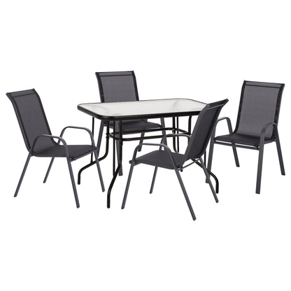 OUTDOOR DINING SET ADAM HM5193.13 TABLE WITH 4 DINING CHAIRS--BLACK