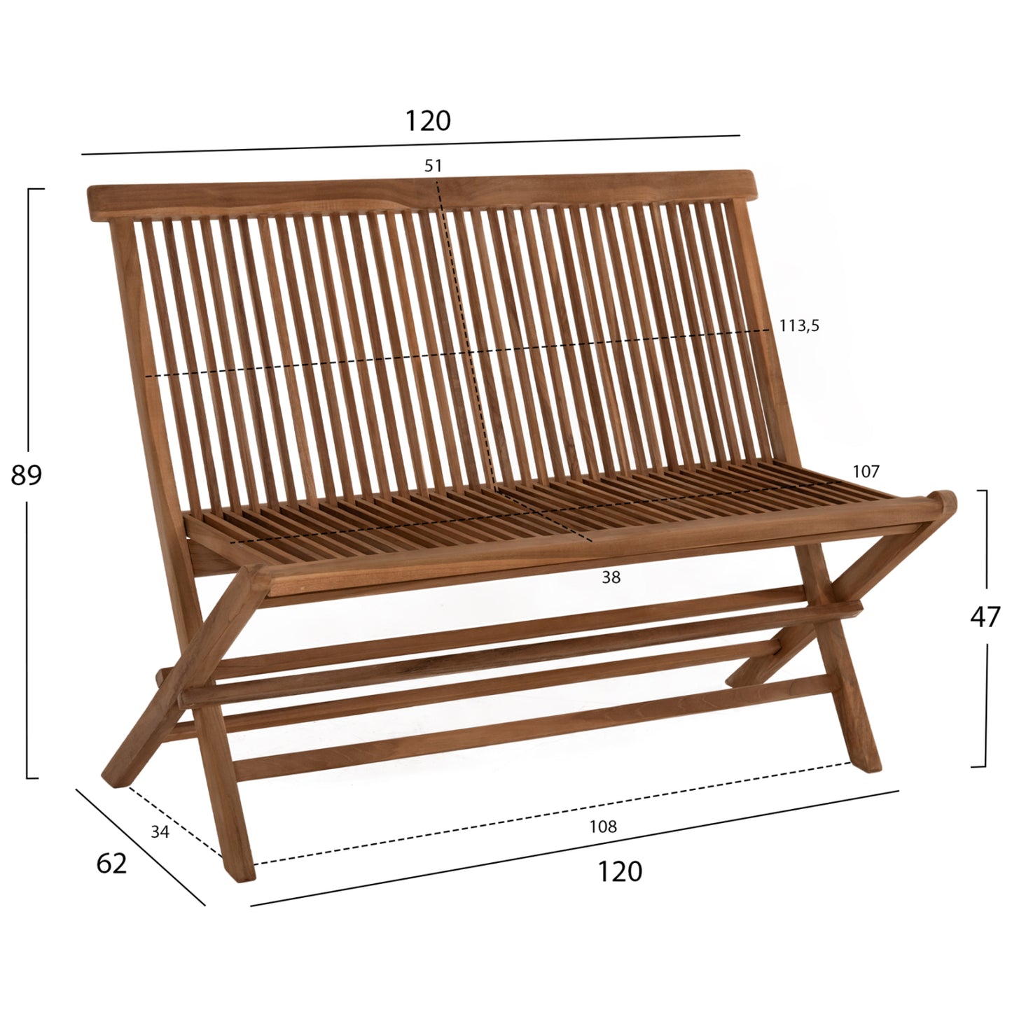 OUTDOOR DINING SET 4PCS KENDALL HM11953 SOLID TEAK WOOD IN NATURAL COLOR