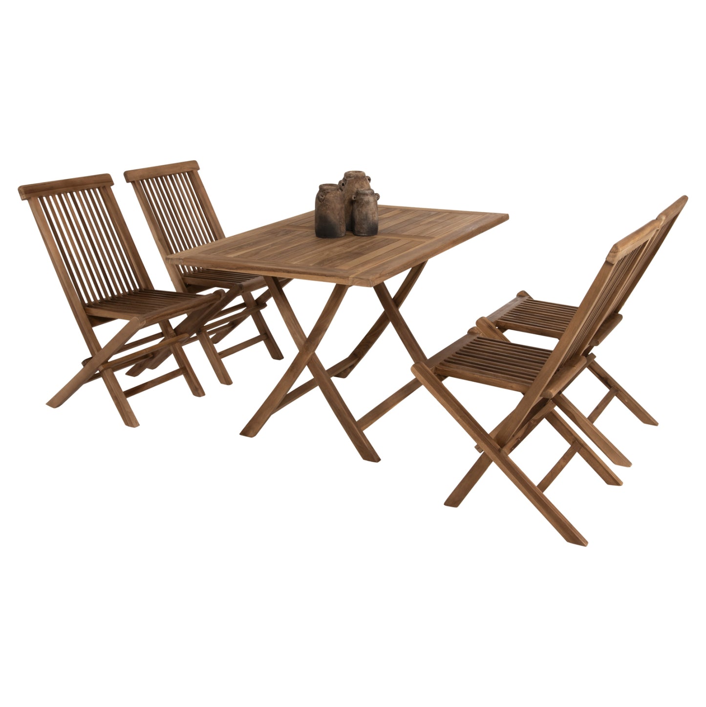 OUTDOOR DINING SET 5PCS KENDALL HM11955 SOLID TEAK WOOD IN NATURAL COLOR