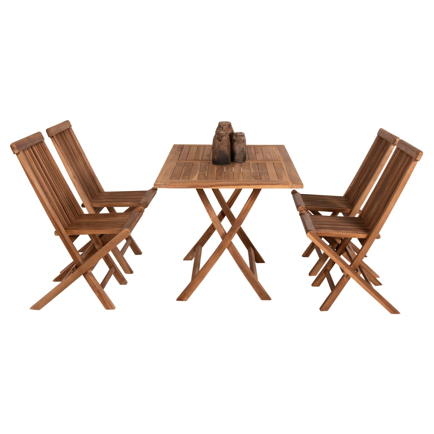 OUTDOOR DINING SET 5PCS KENDALL HM11955 SOLID TEAK WOOD IN NATURAL COLOR