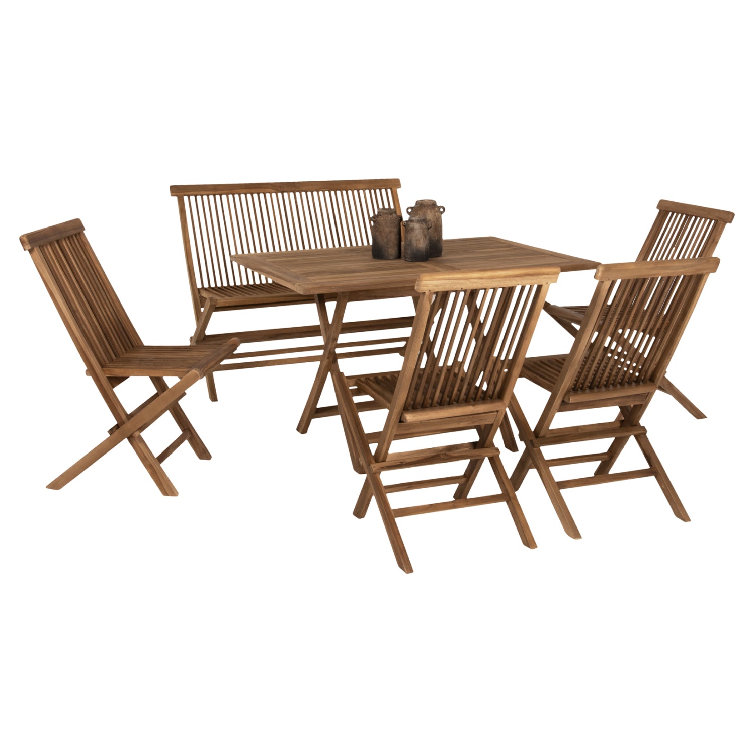 OUTDOOR DINING SET 6PCS KENDALL HM11954 SOLID TEAK WOOD IN NATURAL COLOR