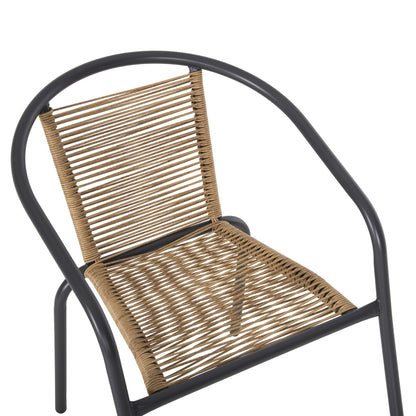 OUTDOOR 3PCS DINING SET FIGO HM10878.02 METAL IN GREY--P.E.RATTAN IN NATURAL