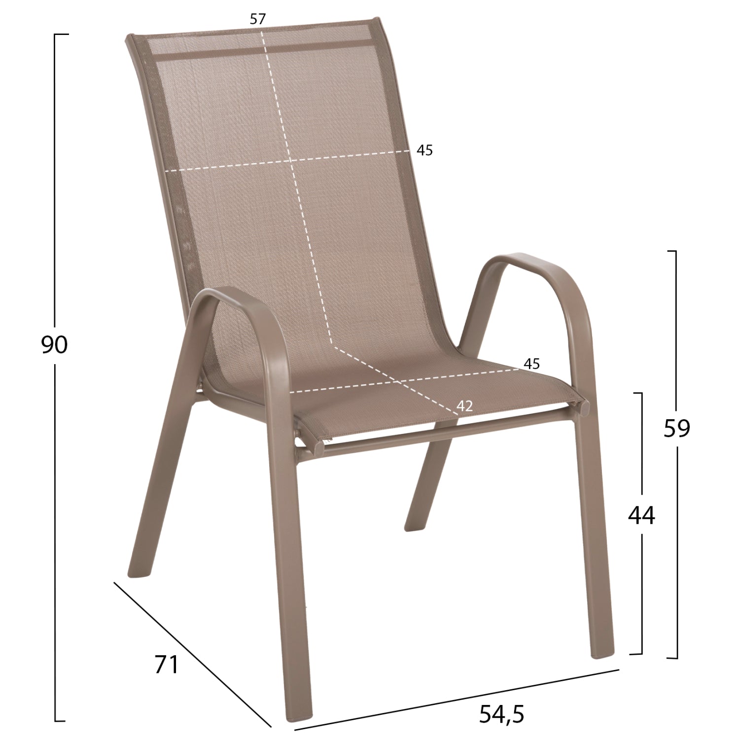 OUTDOOR 5PCS DINING SET LEON HM10882.14 TABLE & 4 ARMCHAIRS--CHAMPAGNE COLOR