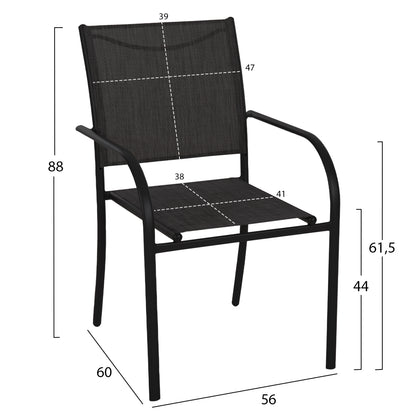 OUTDOOR DINING SET 5PCS REDAN HM10890.01 METAL-TEXTILENE IN BLACK & DARK GREY