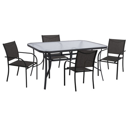 OUTDOOR DINING SET 5PCS REDAN HM10890.01 METAL-TEXTILENE IN BLACK & DARK GREY