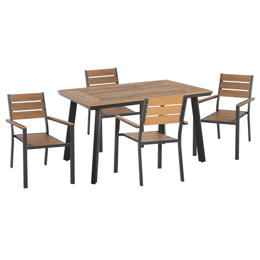 OUTDOOR DINING SET TABER HM21197 TABLE & 4 DINING CHAIRS-ALUMINUM & POLYWOOD--ANTHRACITE COLOR