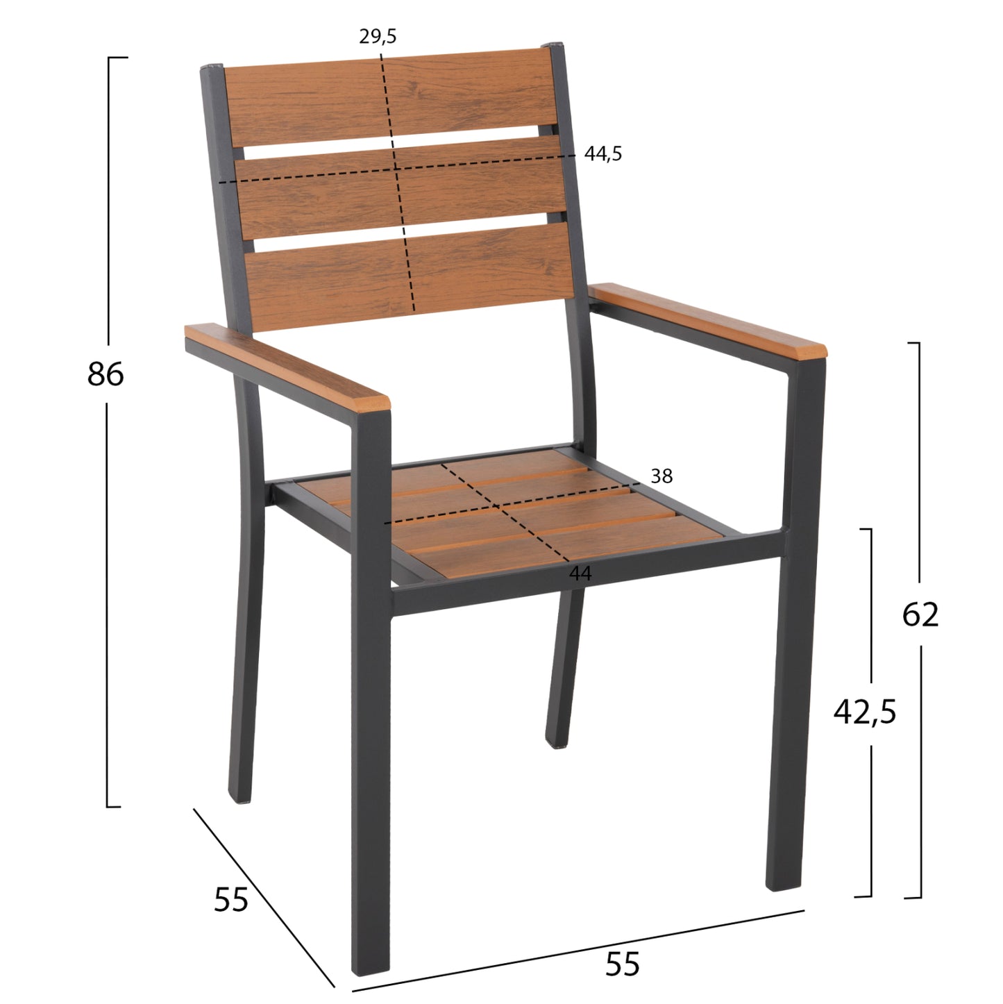 OUTDOOR DINING SET TABER HM21198 TABLE & 6 DINING CHAIRS-ALUMINUM & POLYWOOD--ANTHRACITE COLOR