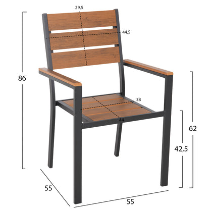 OUTDOOR DINING SET TABER HM21198 TABLE & 6 DINING CHAIRS-ALUMINUM & POLYWOOD--ANTHRACITE COLOR