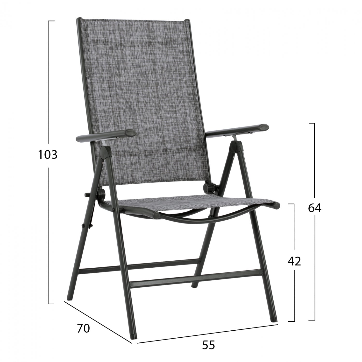 DINING SET 7 PCS GRAY TABLE 150X90 AND FOLDABLE ARMCHAIR HM11531.01