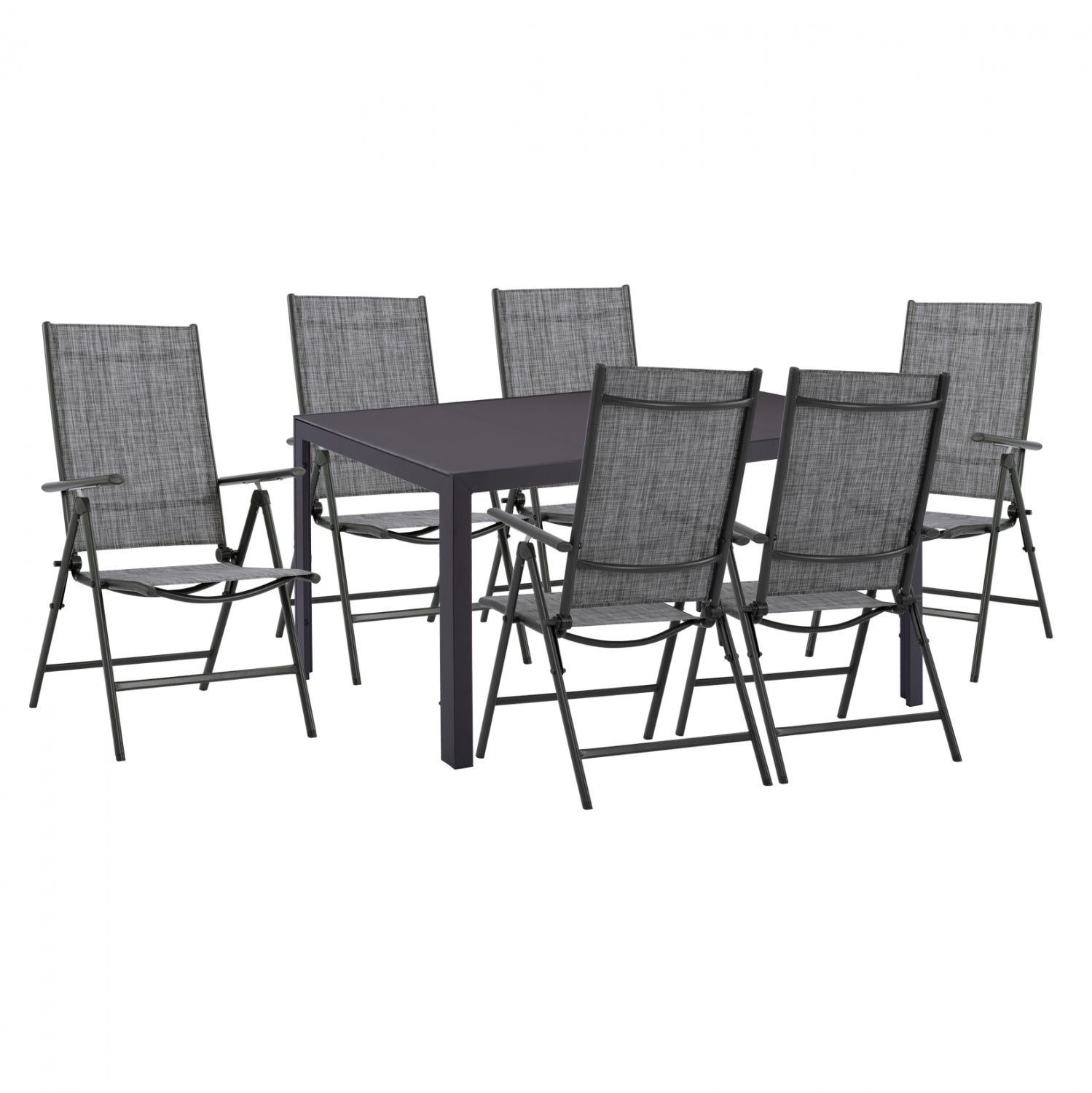DINING SET 7 PCS GRAY TABLE 150X90 AND FOLDABLE ARMCHAIR HM11531.01