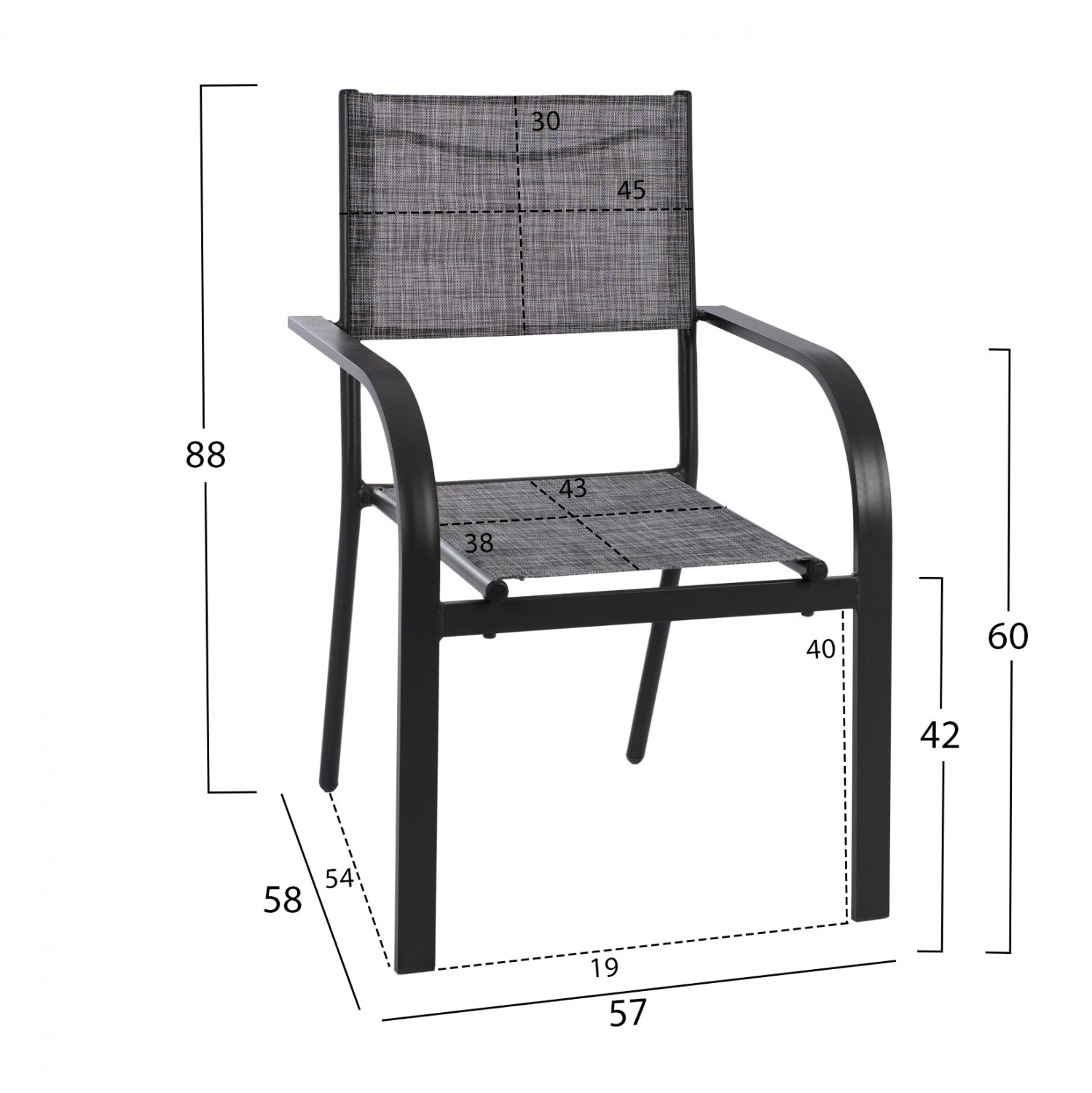 DINING SET 7 PCS TABLE GRAY 150X90 AND ARMCHAIR TEXTLINE GRAY HM11532.01