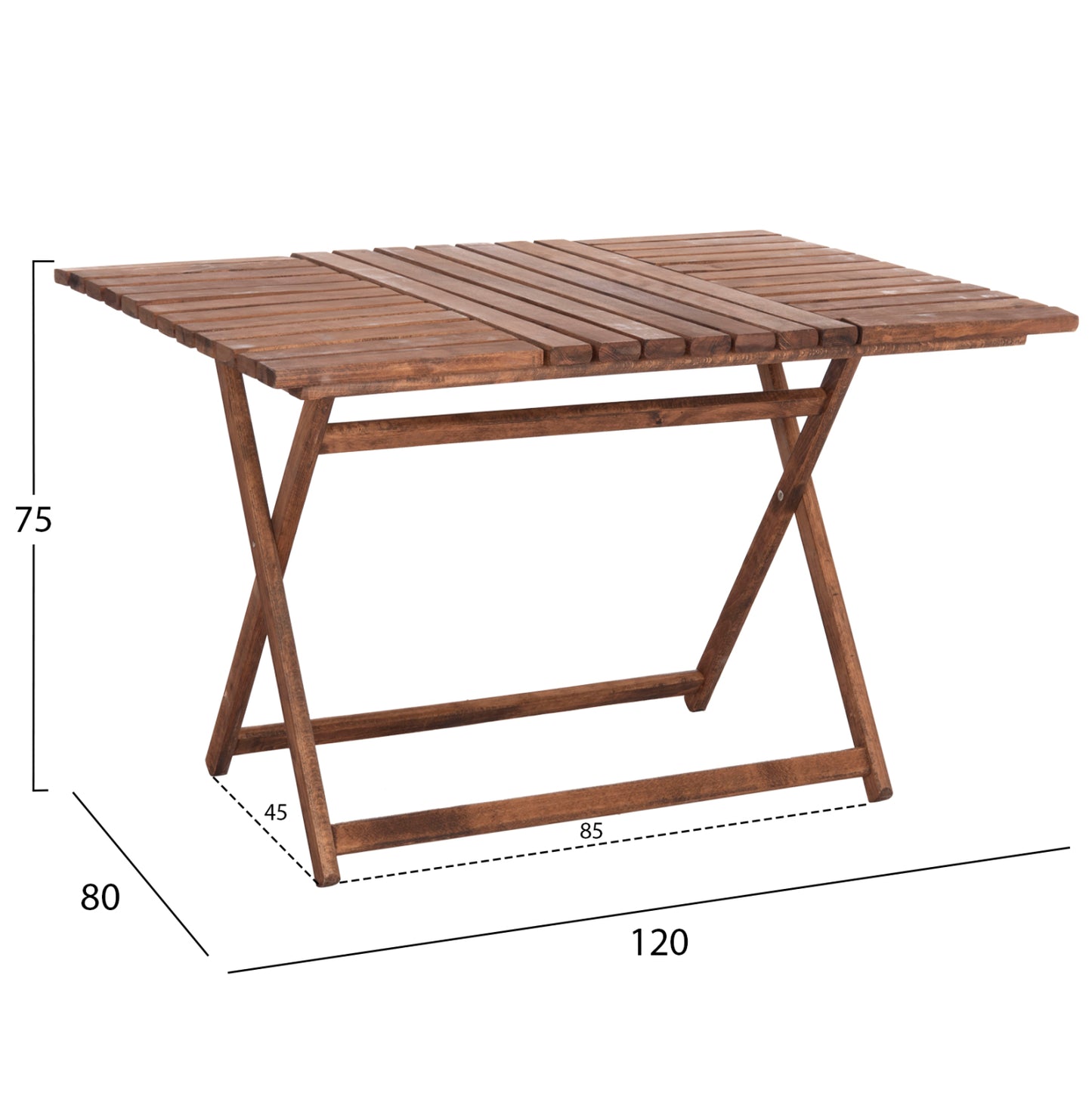 OUTDOOR DIRECTOR'S DINING SET 5PCS LIMNOS HM21135 BEECH WOOD IN WALNUT COLOR--TEXTILENE IN ECRU