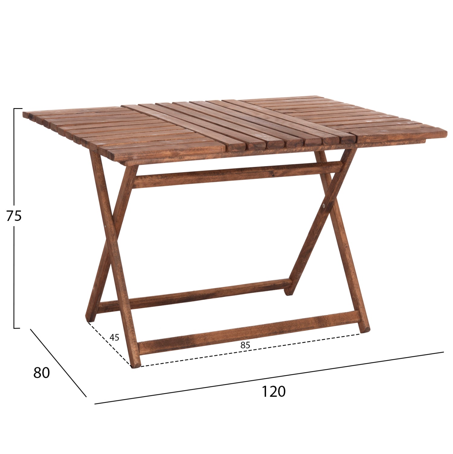 OUTDOOR DIRECTOR'S DINING SET 5PCS LIMNOS HM21135 BEECH WOOD IN WALNUT COLOR--TEXTILENE IN ECRU