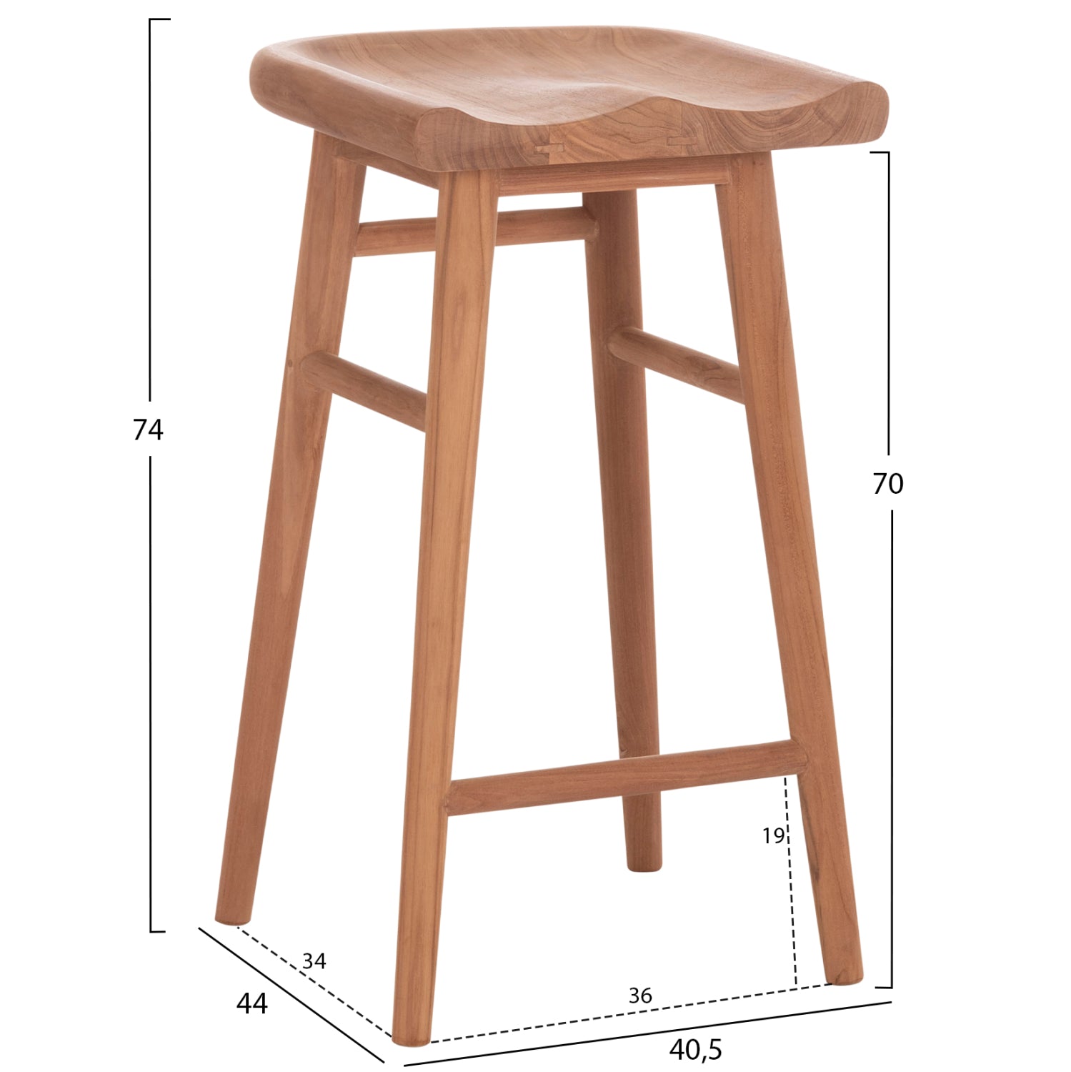 SET BAR TABLE WITH 2 BAR STOOLS BOLMAR HM10917 TEAK WOOD IN NATURAL COLOR
