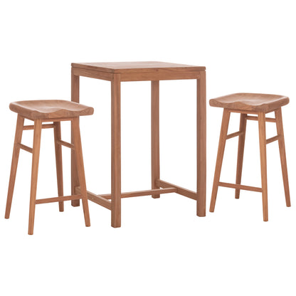 SET BAR TABLE WITH 2 BAR STOOLS BOLMAR HM10917 TEAK WOOD IN NATURAL COLOR