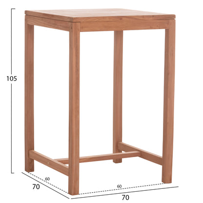 SET BAR TABLE WITH 2 BAR STOOLS PRESSCOT HM10918 TEAK WOOD IN NATURAL COLOR