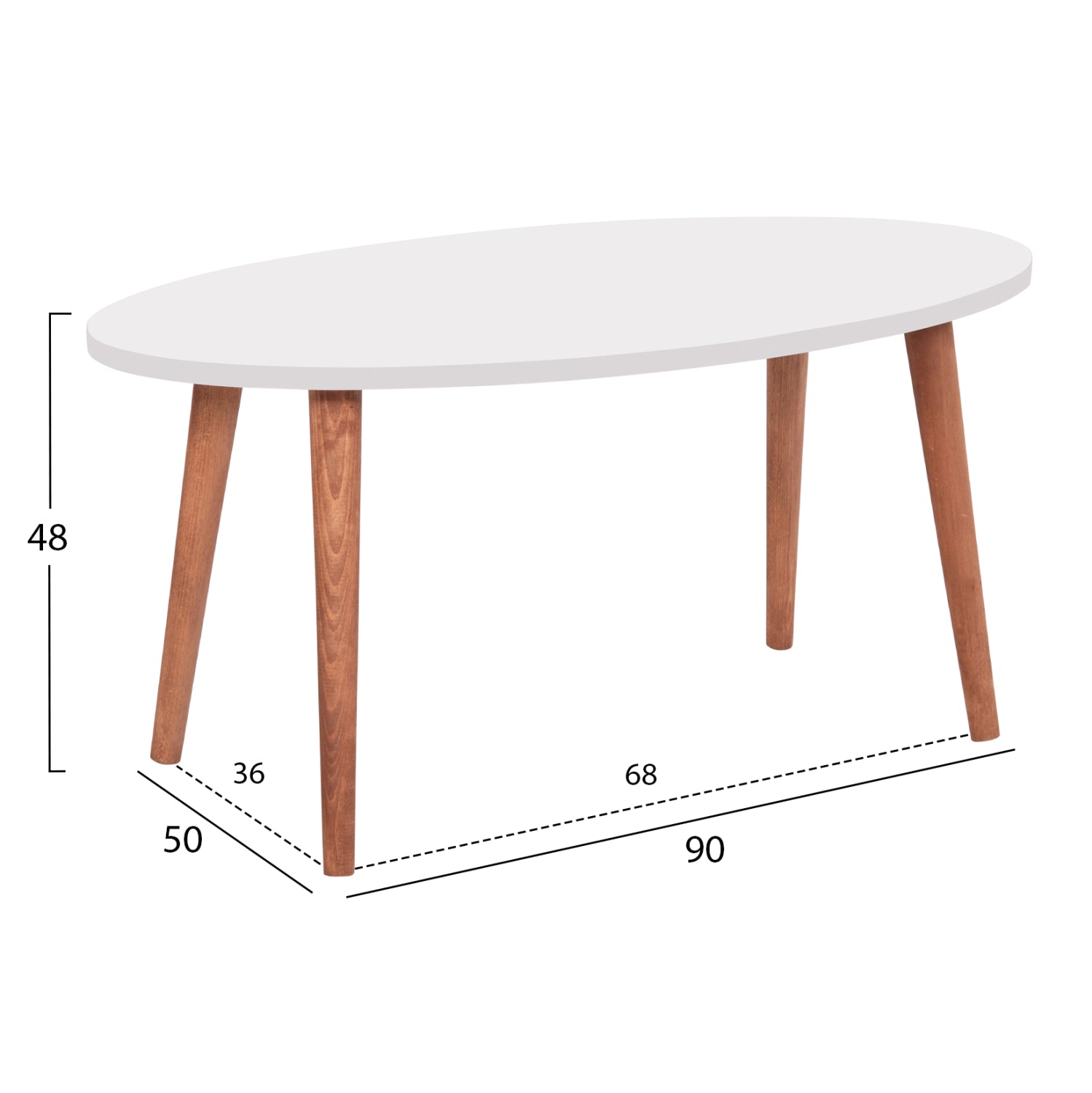 SET OF COFFEE TABLE & 3 SIDE TABLES VITAL HM18180.01 MELAMINE IN WHITE-WOODEN LEGS IN SONAMA