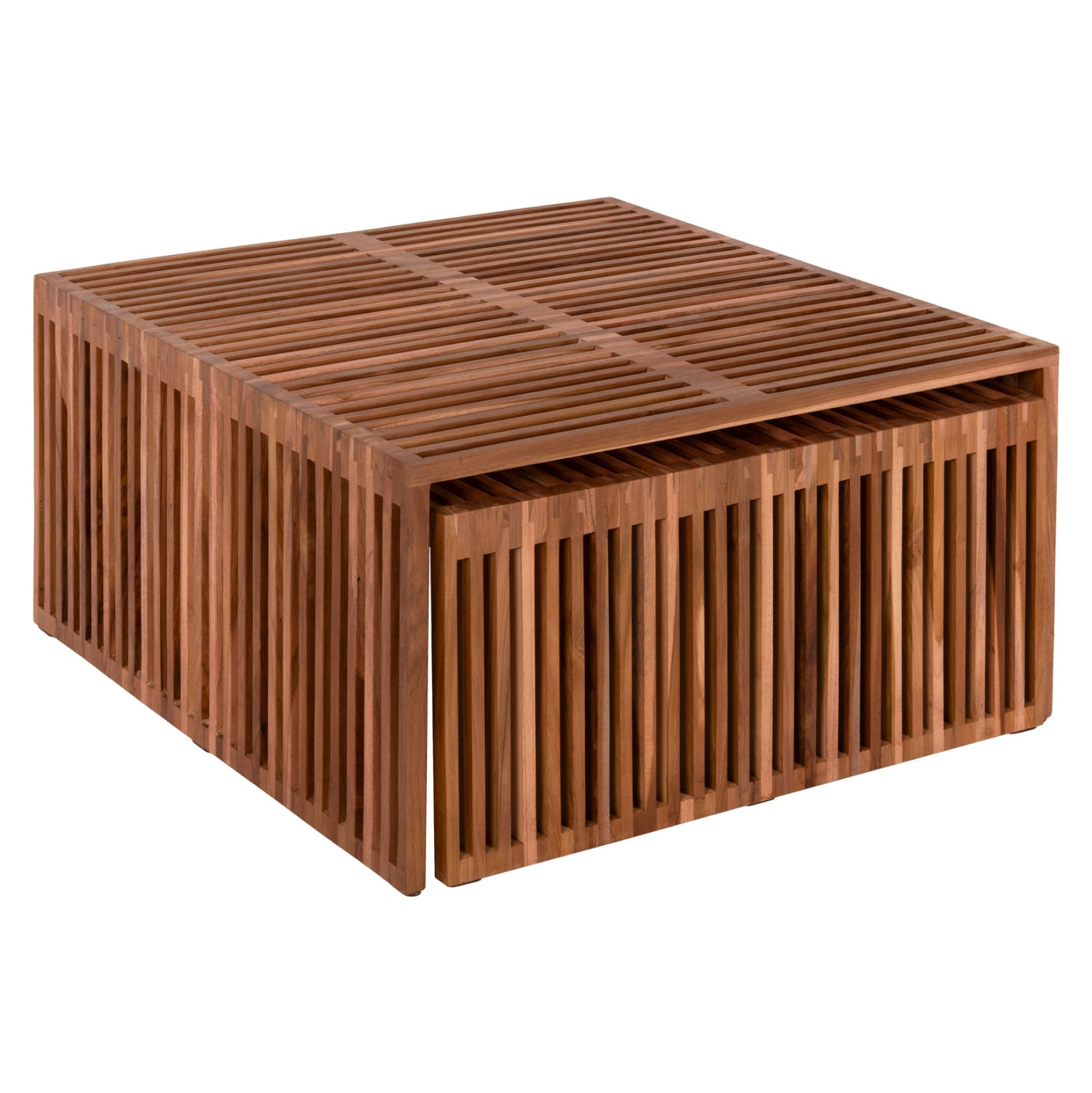COFFEE TABLE SET OF 2 NYA HM9546 TEAK WOOD IN NATURAL COLOR  86x79x46Hcm.