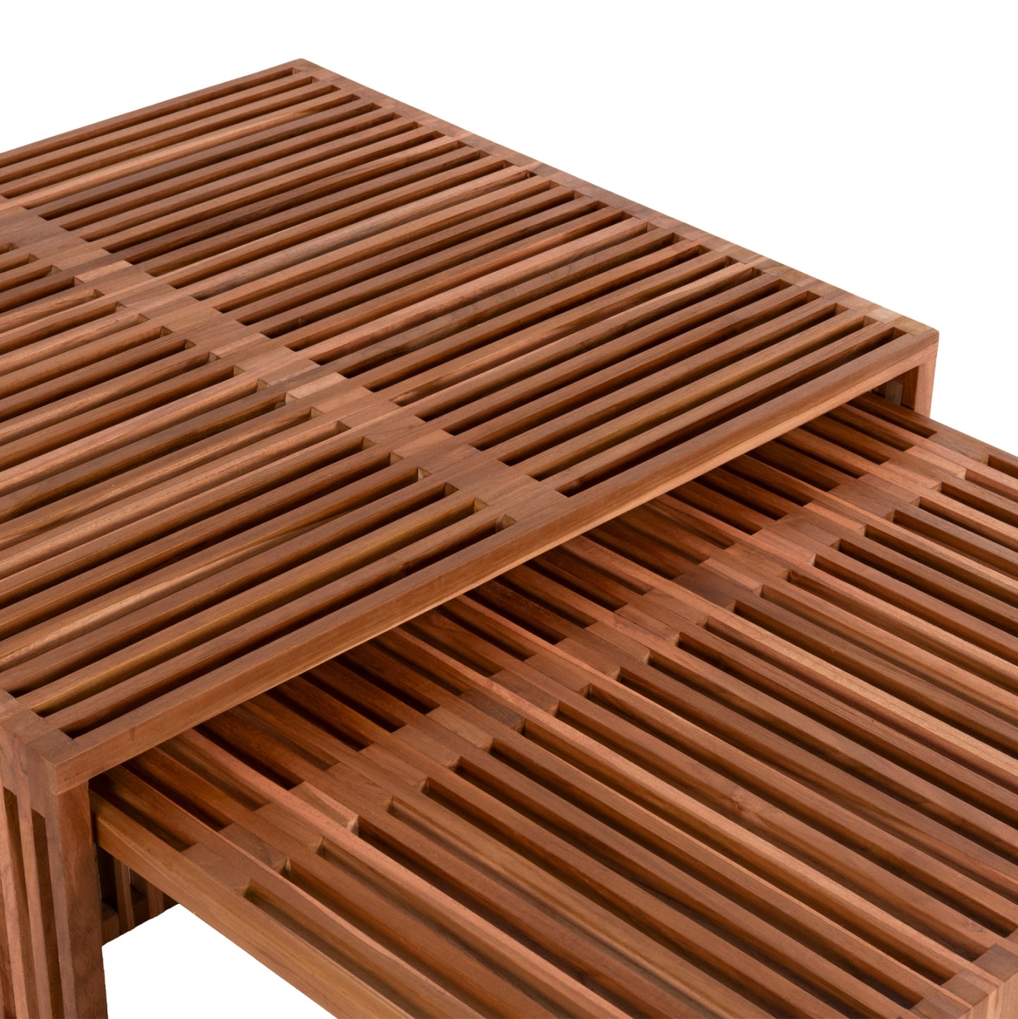 COFFEE TABLE SET OF 2 NYA HM9546 TEAK WOOD IN NATURAL COLOR  86x79x46Hcm.