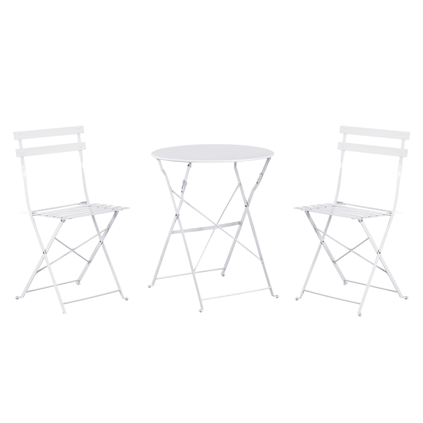 DINING SET 3PCS FOLDABLE SOPHIE HM21118.01 METALLIC IN WHITE COLOR