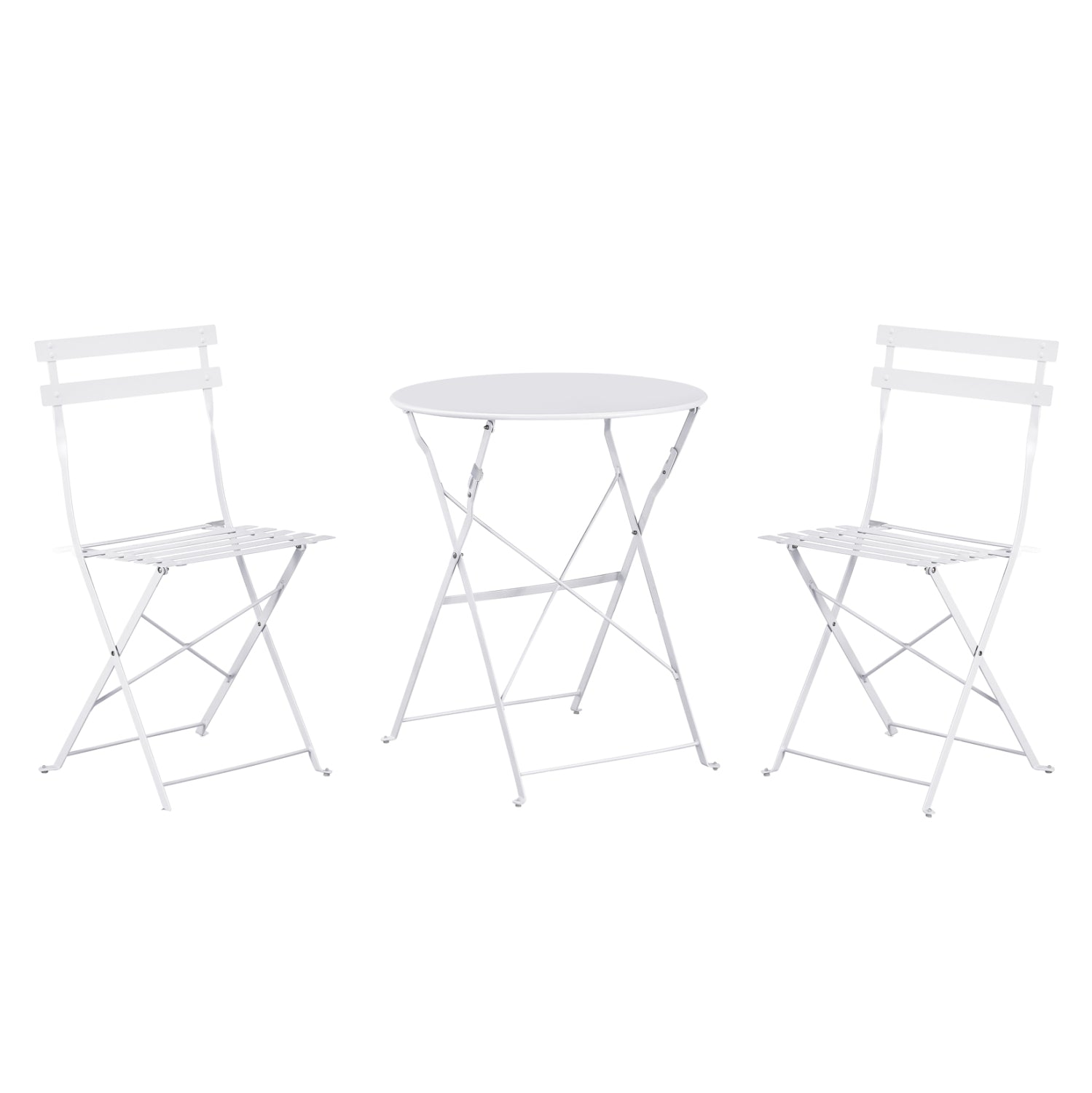 DINING SET 3PCS FOLDABLE SOPHIE HM21118.01 METALLIC IN WHITE COLOR
