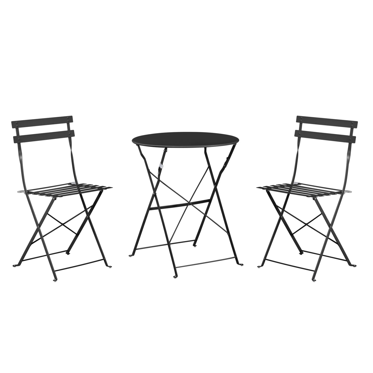 DINING SET 3PCS FOLDABLE SOPHIE HM21118.02 METALLIC IN BLACK COLOR