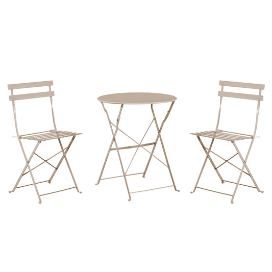 DINING SET 3PCS FOLDABLE SOPHIE HM21118.04 METALLIC IN CAPPUCCINO COLOR